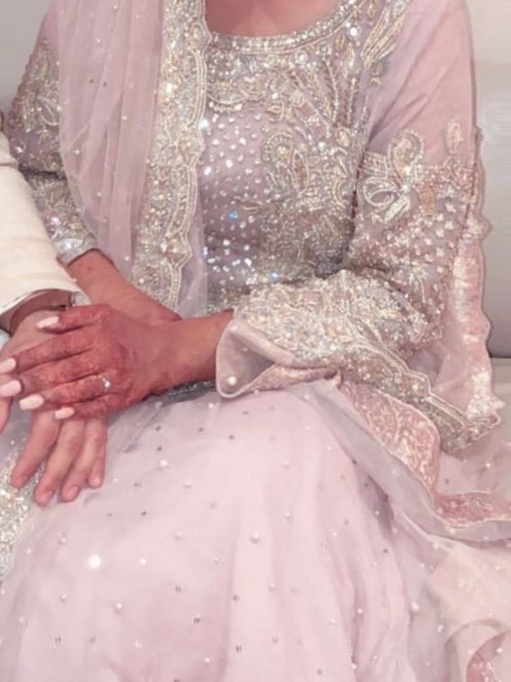 Pakistani Embroidered Light Pink Women's Lehenga Nikkah Engagement Hand Beaded L
